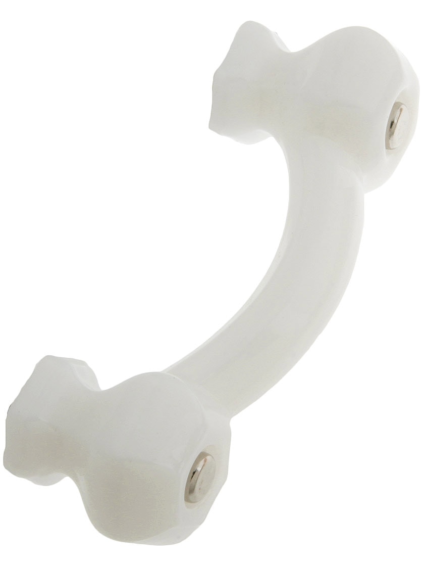 Hexagonal Glass Bridge Drawer Pull With Nickel Bolts House of Antique